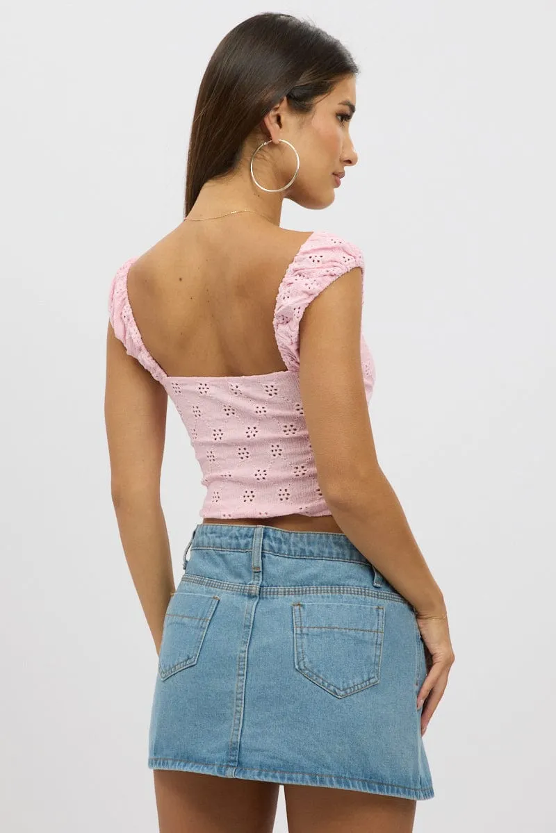 Pink Eyelet Top Sleeveless