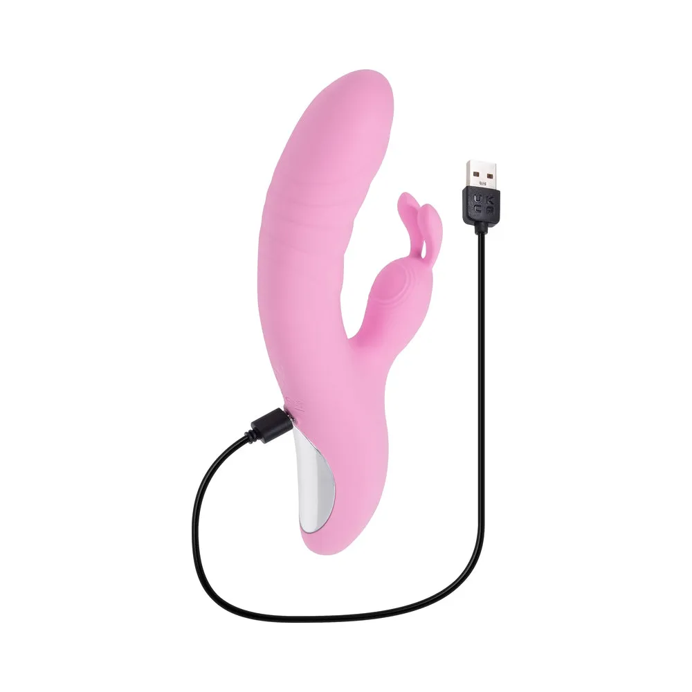 Playboy Rub Me Right Rechargeable Thrusting Dual Stimulator Silicone Pink Petal