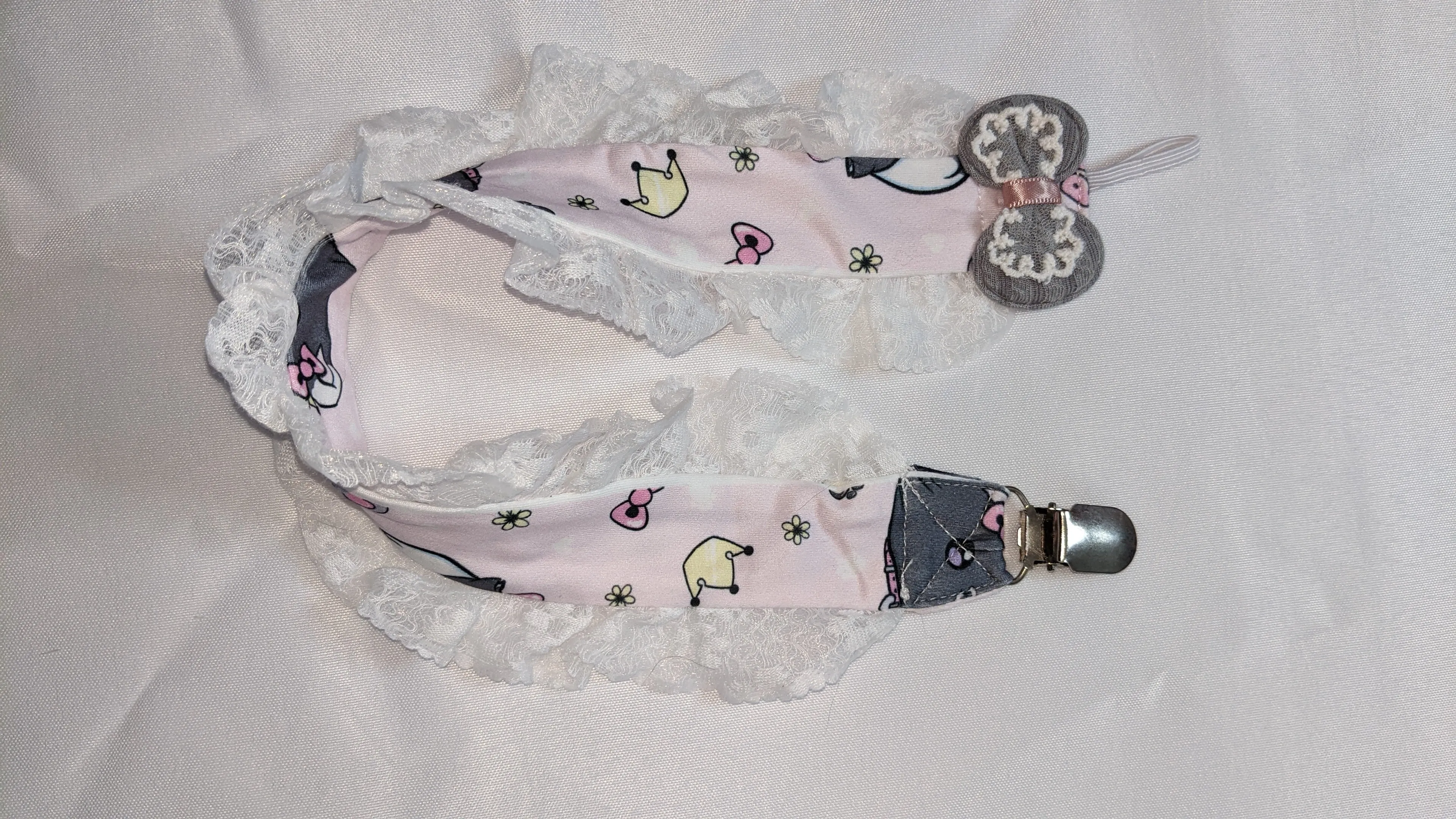 Princess Kitty Plush Ruffle Deluxe Pacifier Clip