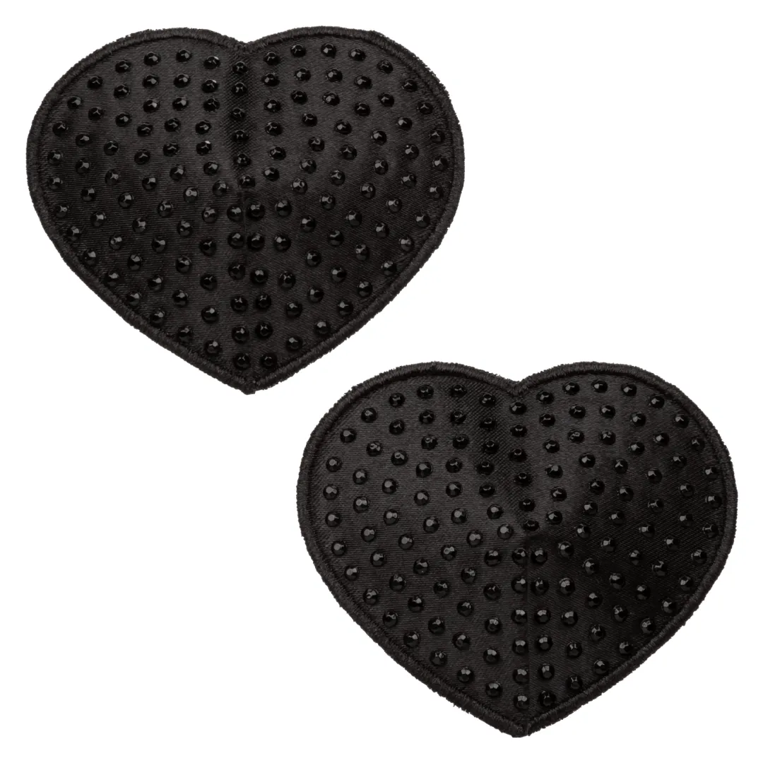 Radiance™ Heart Shaped Reusable Black Pasties with Gem Accents