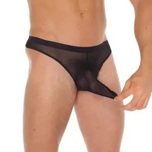 Rimba Mens Black G-string with Sexy Penis Sleeve