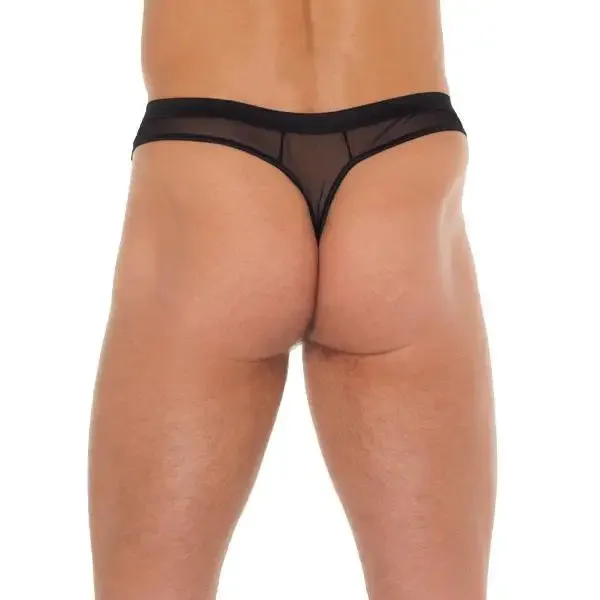 Rimba Mens Black G-string with Sexy Penis Sleeve