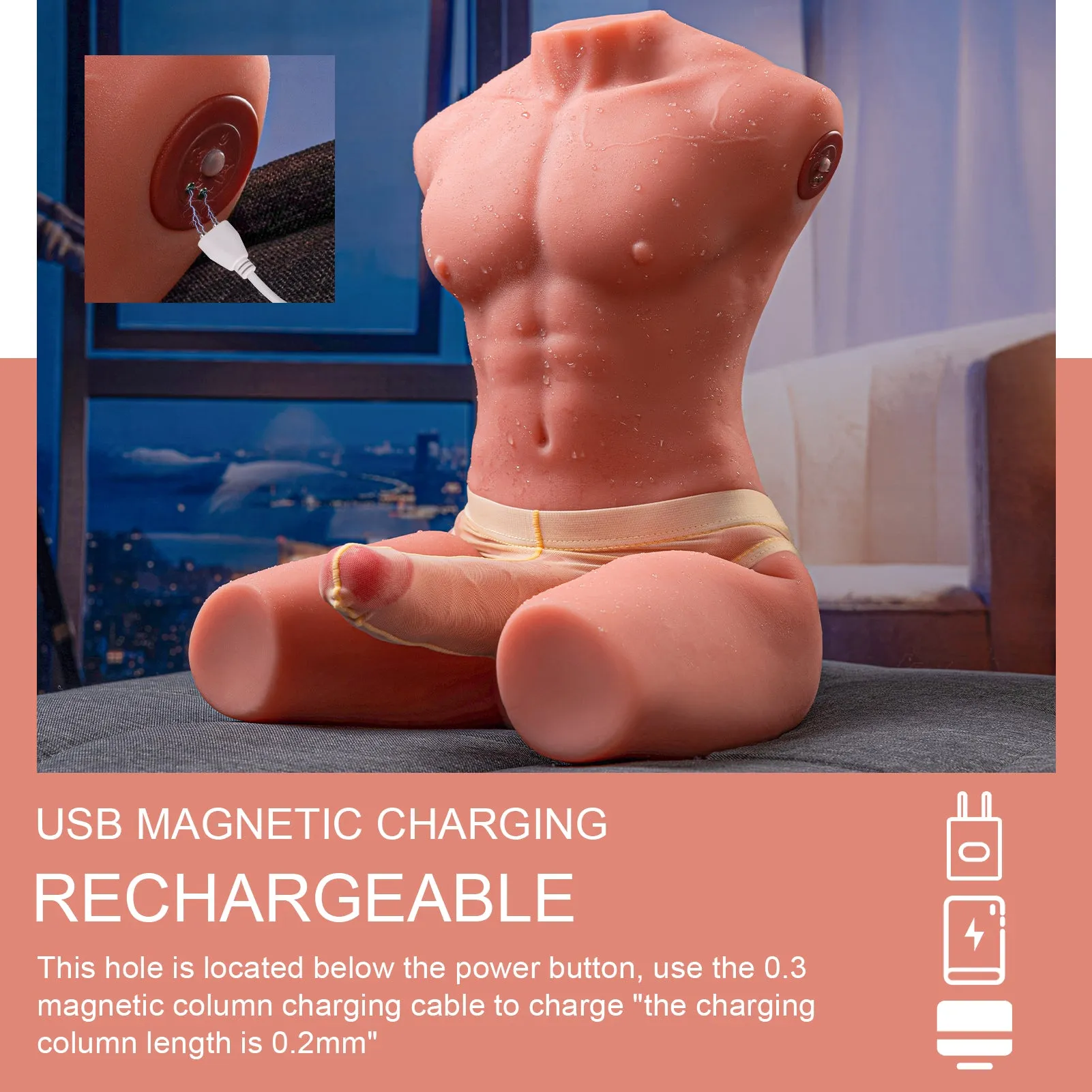 Rob: 17.63lb Thrusting Vibrating Male Sex Doll Full Torso