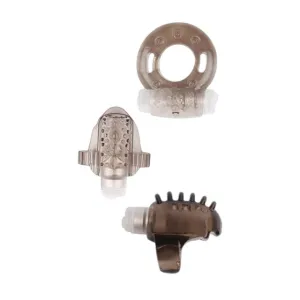 Set inele vibratoare pentru penis CHISA GK POWER Teaser Ring Kit. diametre 2 - 3.8 cm. maro transparent