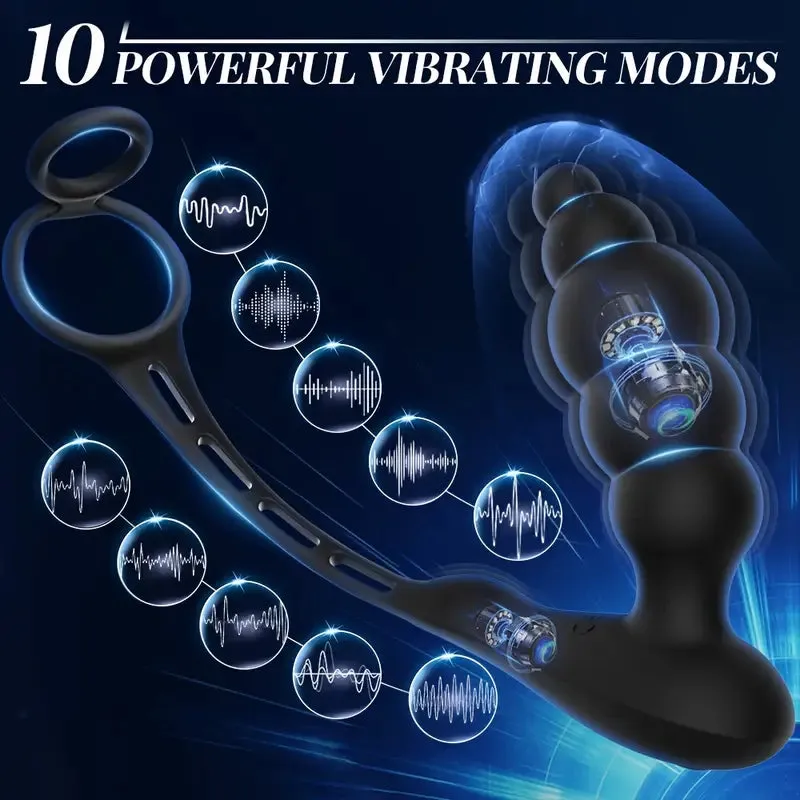Silicone Anus Plug USB Rechargeable Dual Ring Prostate Massager For Gay