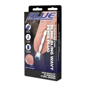 Stainless Steel 2 Bling Bling Wavy Penis Plug by Blue Line
