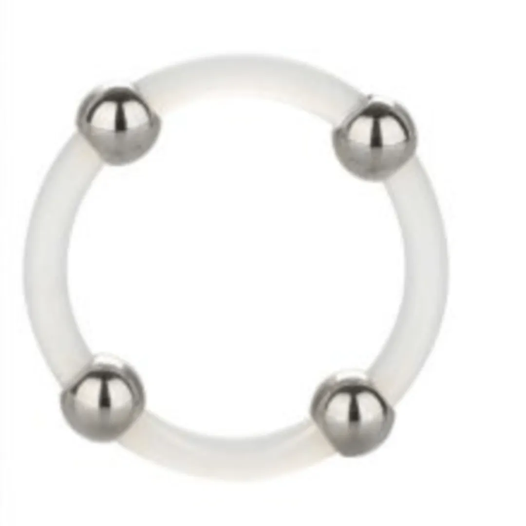 Steel Beaded Large Silicone Cock Ring