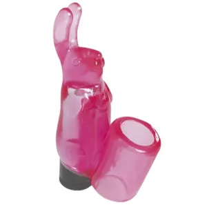 Stimulator clitoris ME YOU US Mini Bunny. în formă de iepuraș. purtare pe deget. vibrații multiple. 9 cm. culoare roz