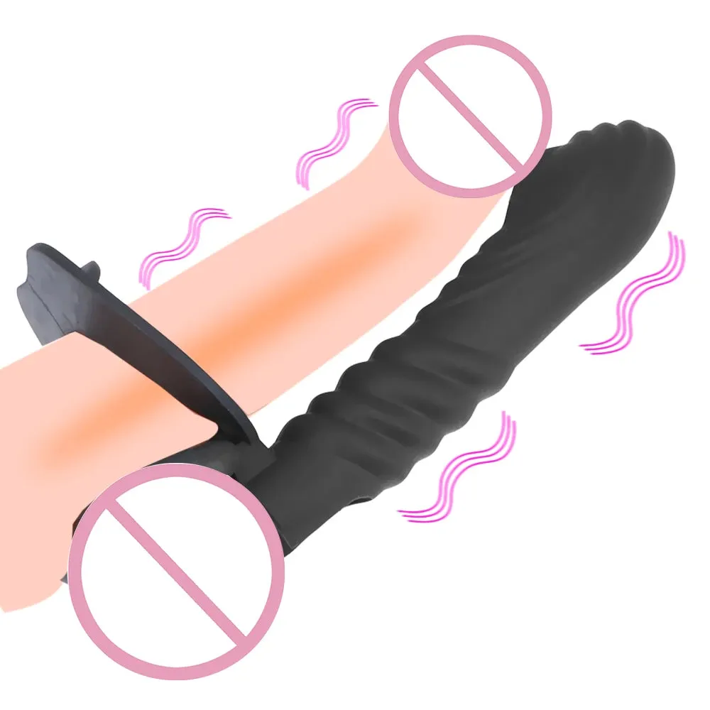 Strap On Vibrating Dildo - Bullet Vibrator Cock Ring Delay Ejaculation Double Stimulation