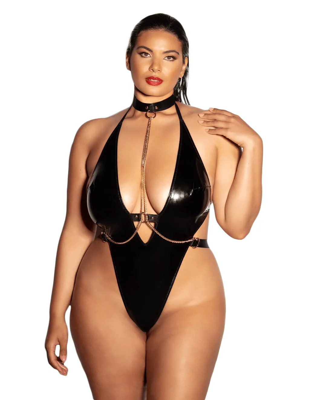 Submissive Vinyl Teddy & Cuffs Set