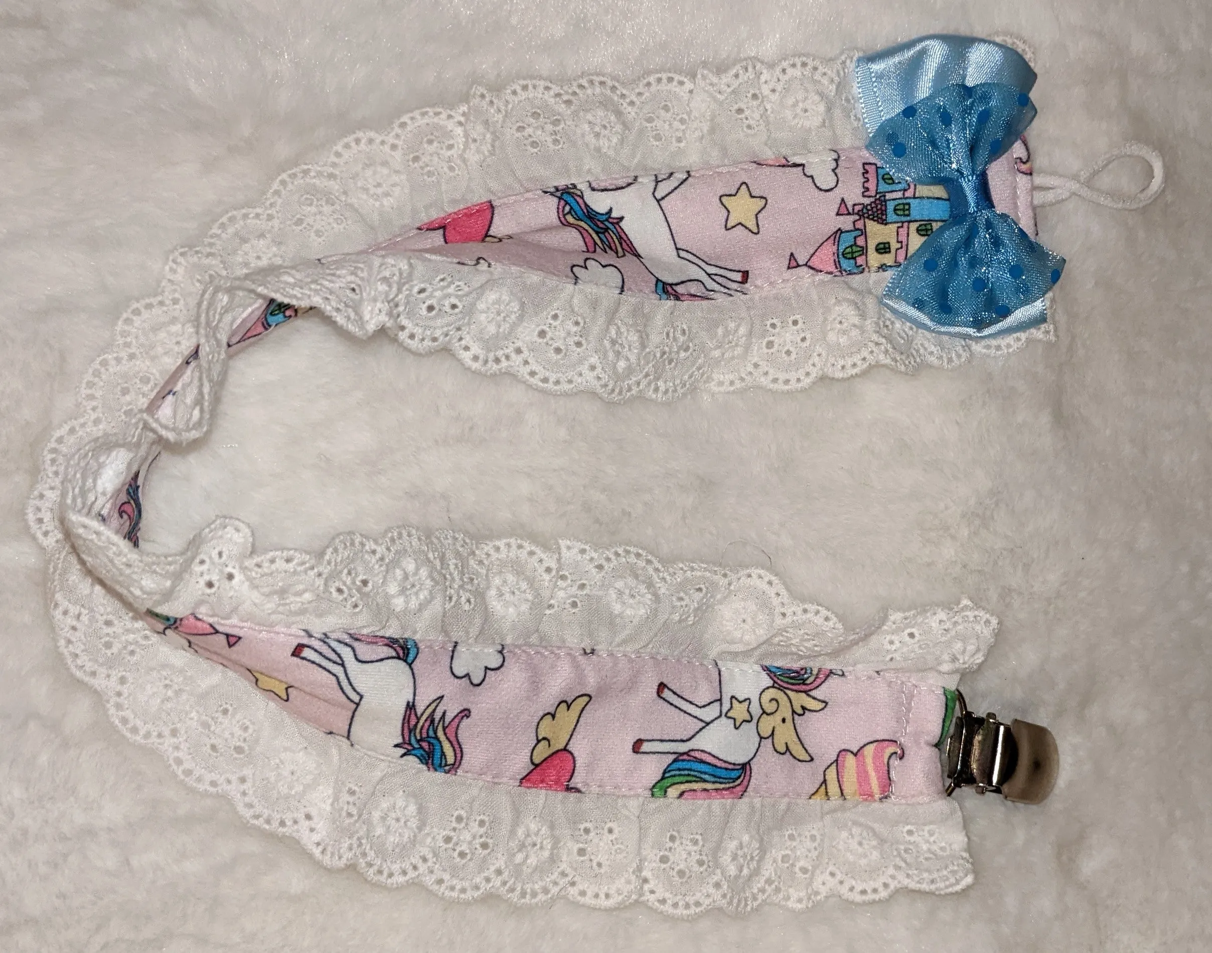 Unicorn Plush Ruffle Deluxe Pacifier Clip