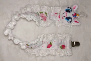 Unicorn Plush Ruffle Deluxe Pacifier Clip