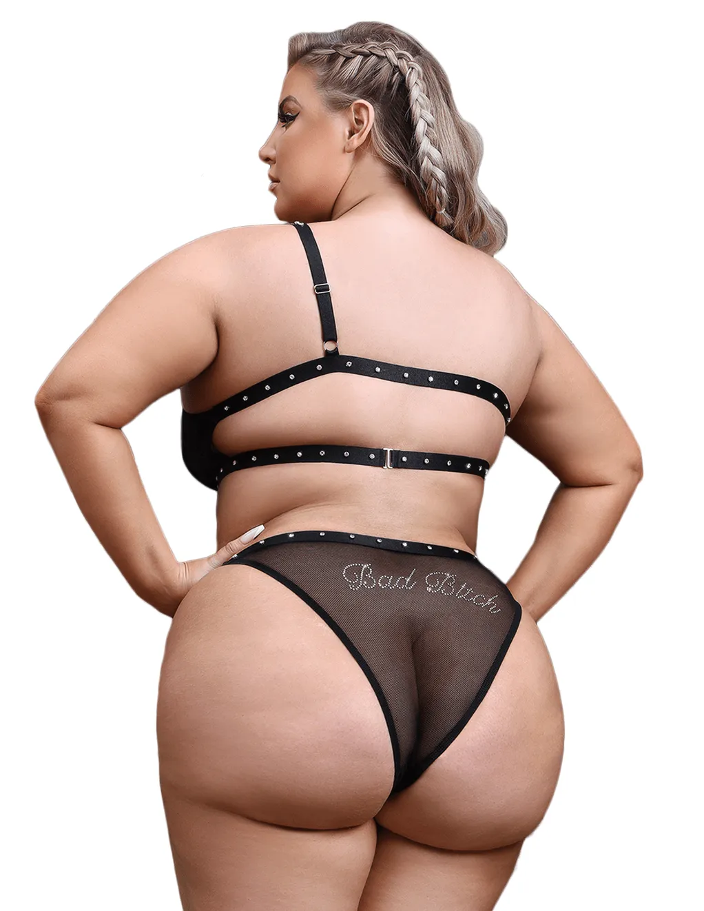 Vibes Bad Bitch Blinged Out One Shoulder Set