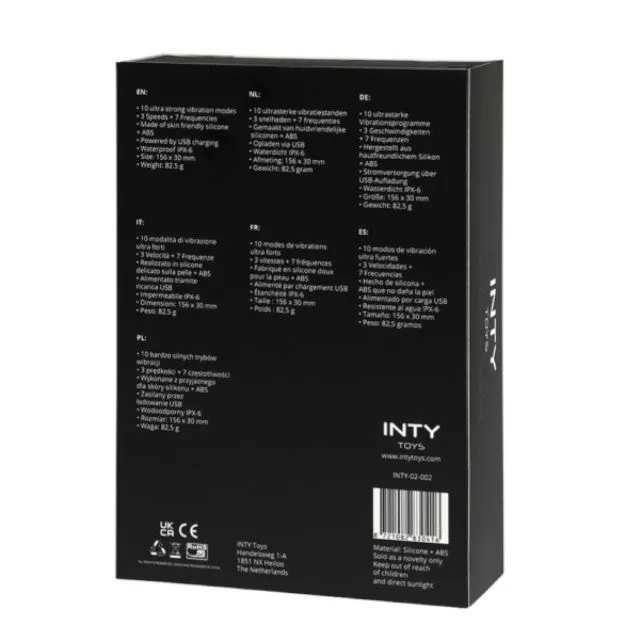 Vibrator cu stimulator INTY TOYS FLARE. din silicon moale. 10 funcții de vibrație. rezistent la apă IPX6. culoare roz