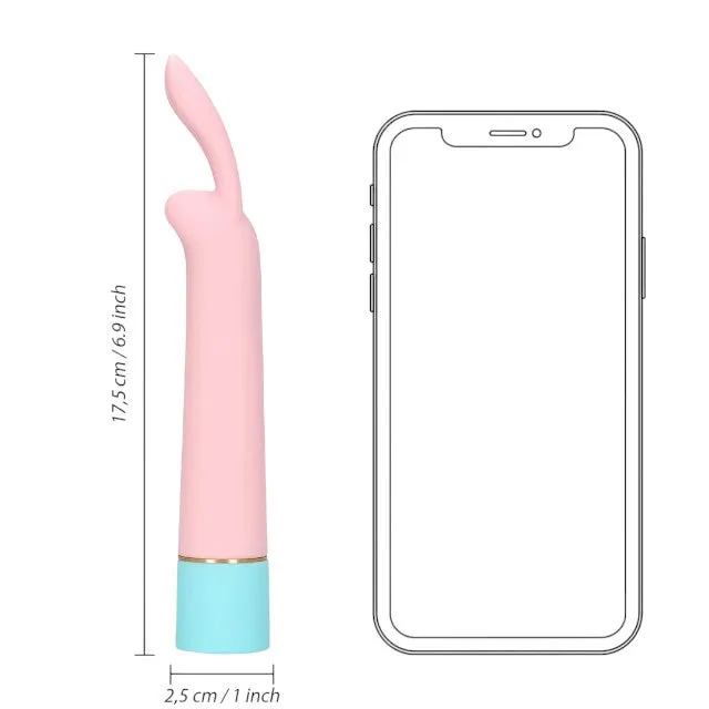 Vibrator LOVELINE Mini Rabbit Vibrator with USB Charger. cu design pentru stimulare versatilă. 10 funcții de vibrație. 17.5 cm. roz