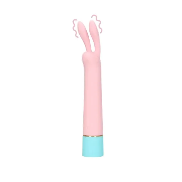 Vibrator LOVELINE Mini Rabbit Vibrator with USB Charger. cu design pentru stimulare versatilă. 10 funcții de vibrație. 17.5 cm. roz