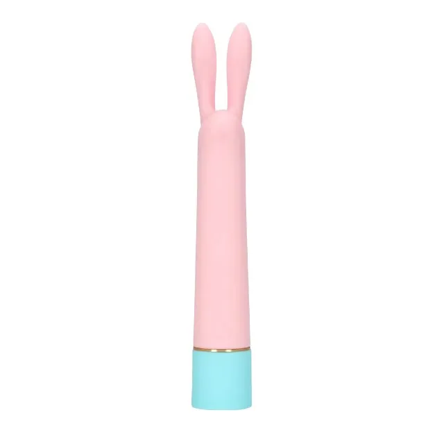 Vibrator LOVELINE Mini Rabbit Vibrator with USB Charger. cu design pentru stimulare versatilă. 10 funcții de vibrație. 17.5 cm. roz