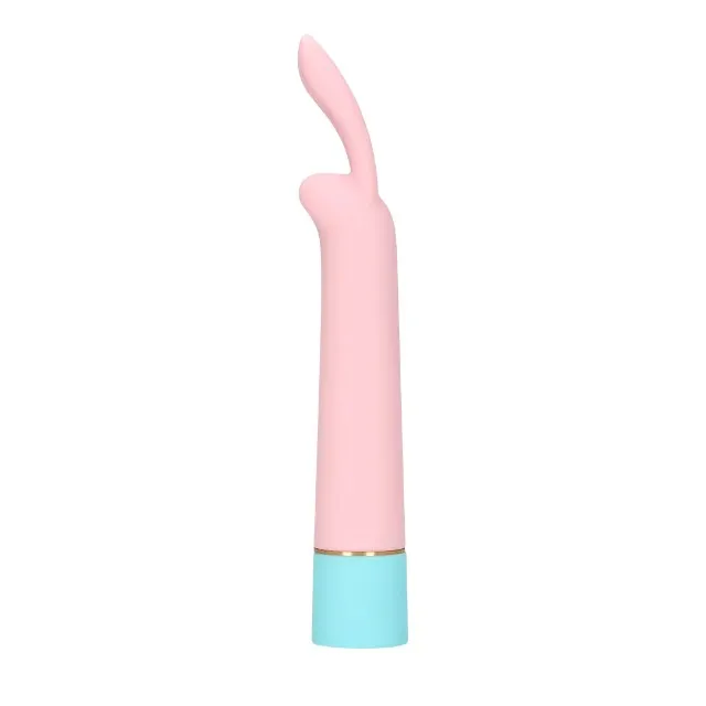 Vibrator LOVELINE Mini Rabbit Vibrator with USB Charger. cu design pentru stimulare versatilă. 10 funcții de vibrație. 17.5 cm. roz