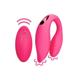 Vibrator pentru cupluri LOVELINE Couple Toy with Remote Control. control prin telecomandă. 10 funcții de vibrație. roz