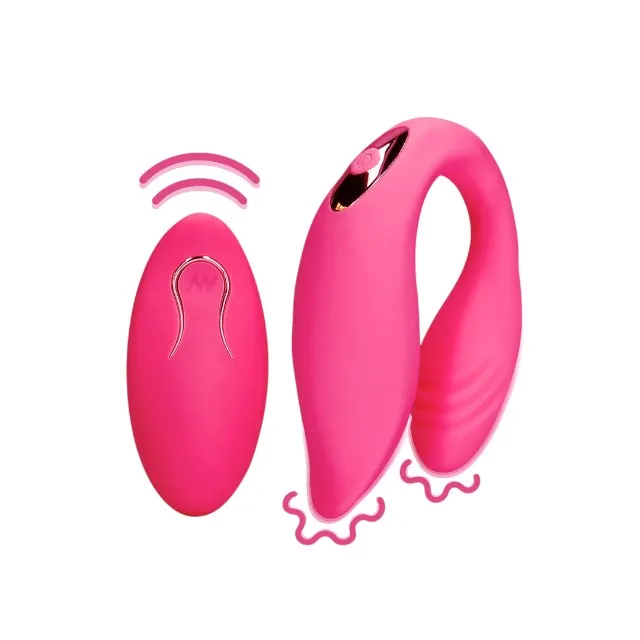 Vibrator pentru cupluri LOVELINE Couple Toy with Remote Control. control prin telecomandă. 10 funcții de vibrație. roz