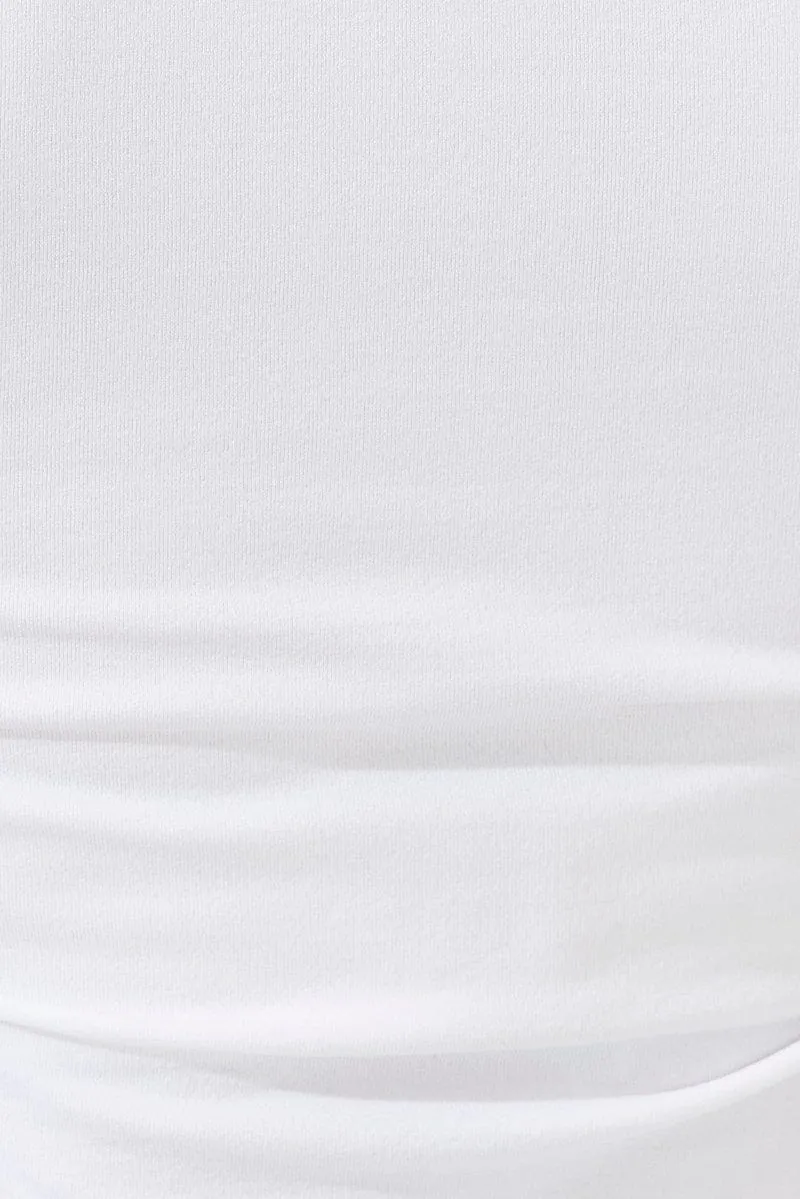 White T Shirt Short Sleeve Crew Neck Ruched Seamless